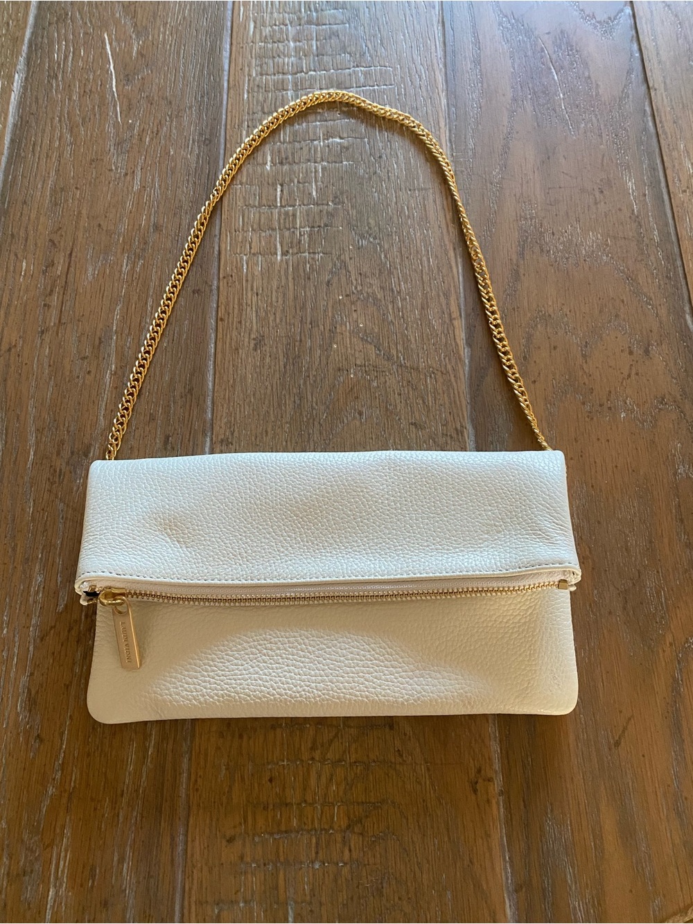 Laudi Vidni White leather bag with gold chain handle